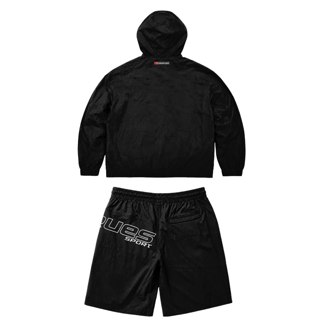 BLACK SPORT ZIP + SHORT SET