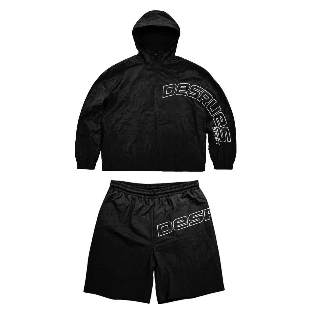BLACK SPORT ZIP + SHORT SET