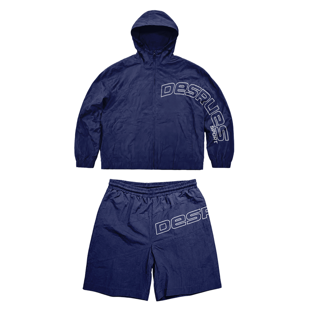 NAVY SPORT ZIP + SHORT SET